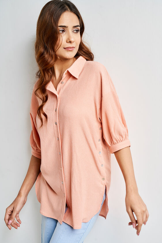 Peach Solid Straight Top, Peach, image 3